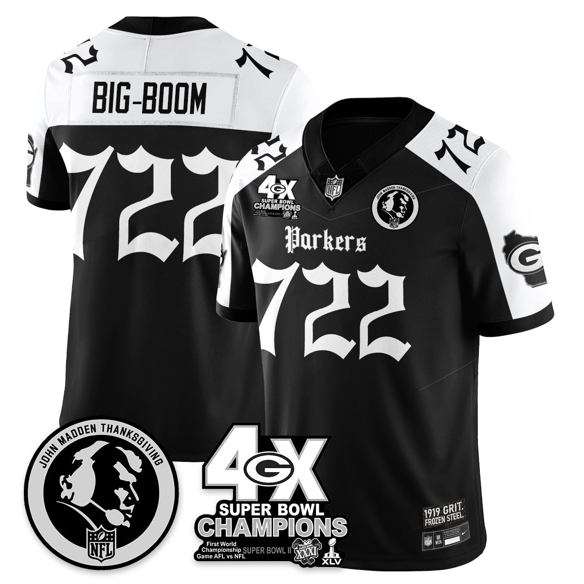 GB Gothic Vapor Limited Jersey - John Madden Patch - All Stitched-DTD