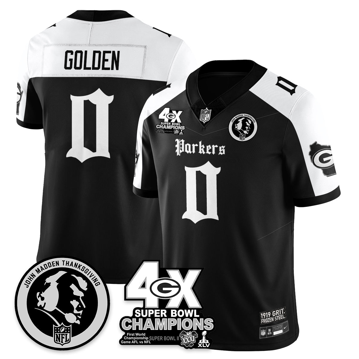 GB Gothic Vapor Limited Jersey - John Madden Patch - All Stitched-DTD