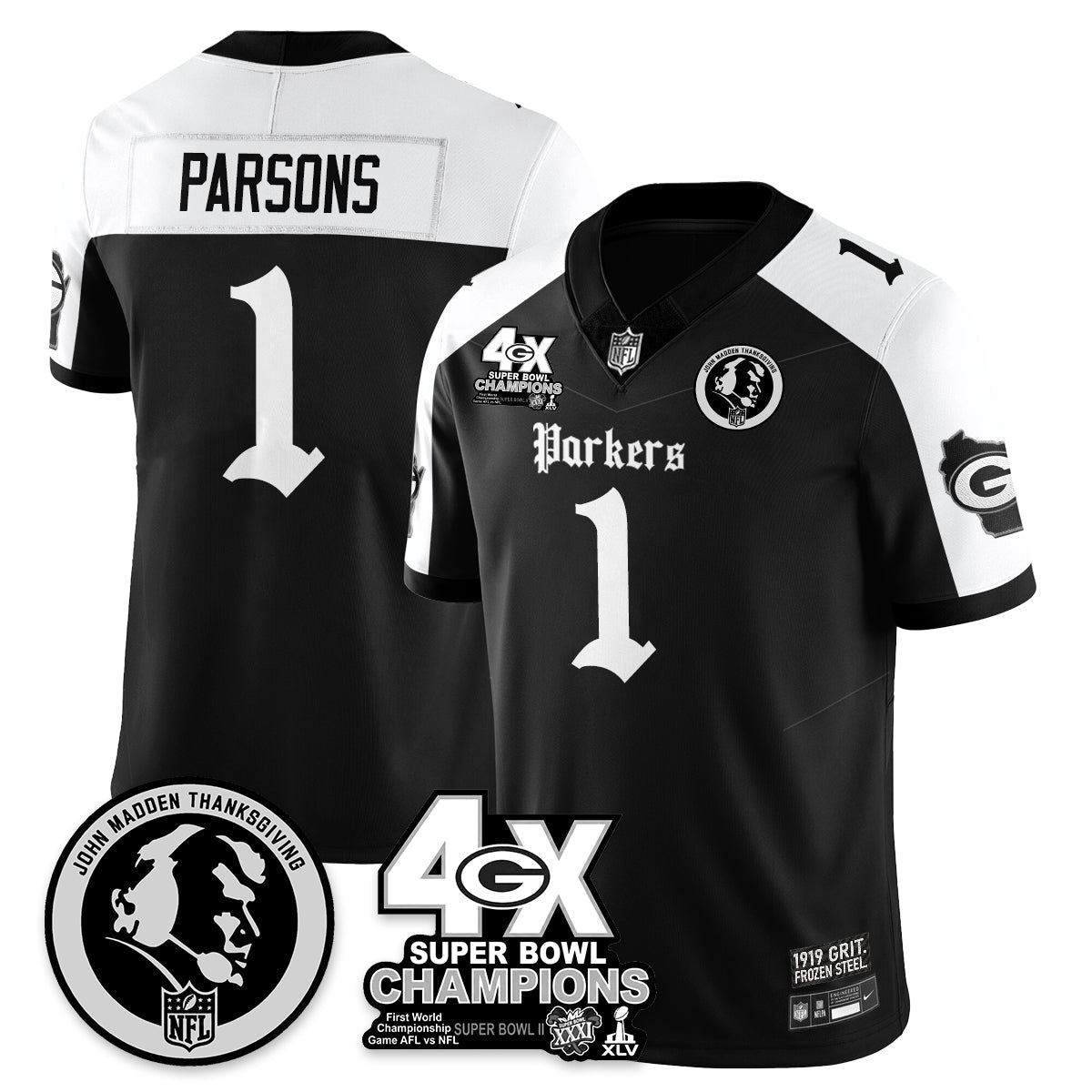 GB Gothic Vapor Limited Jersey - John Madden Patch - All Stitched-DTD