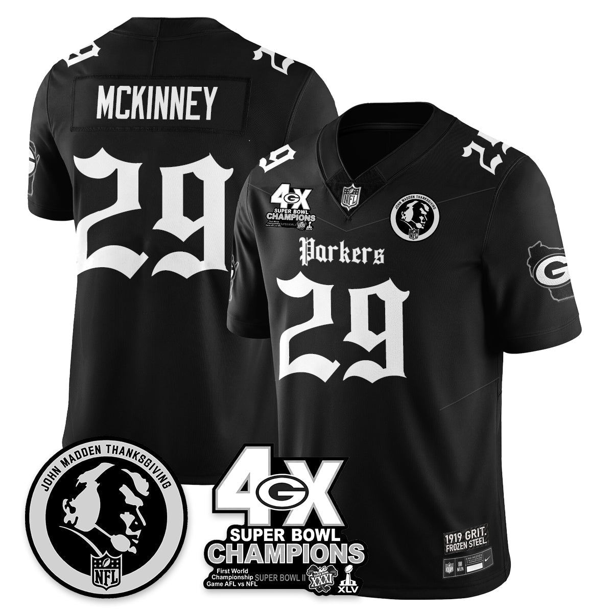 GB Gothic Vapor Limited Jersey - John Madden Patch - All Stitched-DTD