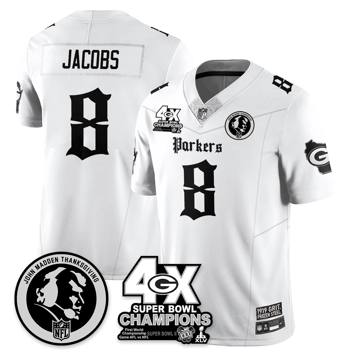 GB Gothic Vapor Limited Jersey - John Madden Patch - All Stitched-DTD