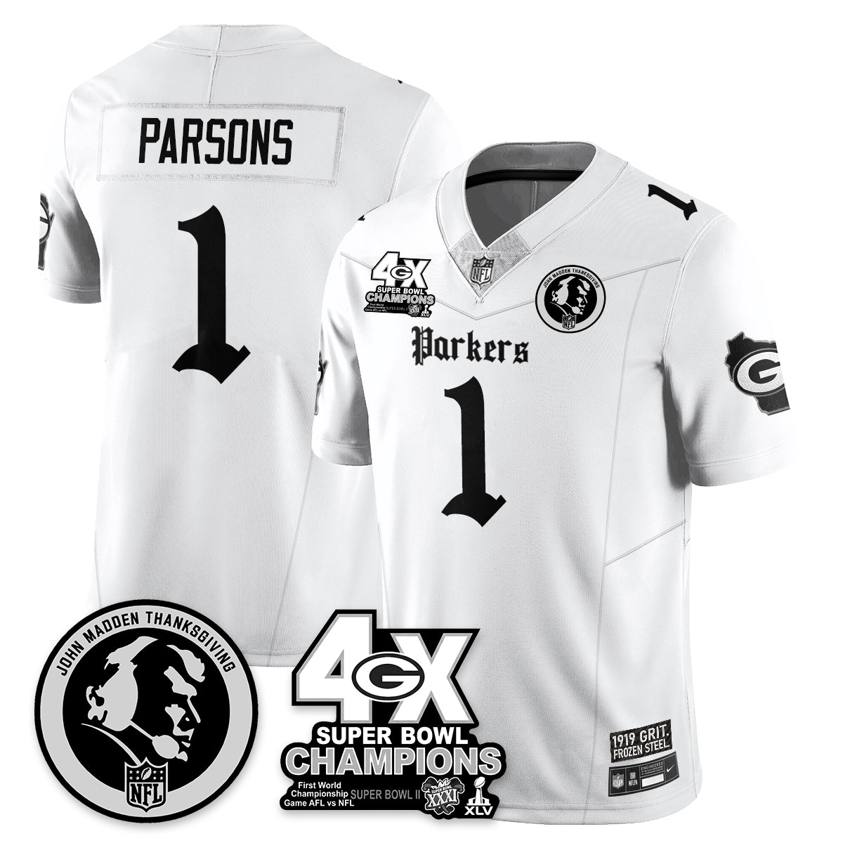 GB Gothic Vapor Limited Jersey - John Madden Patch - All Stitched-DTD