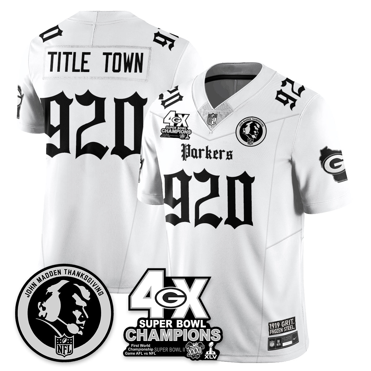 GB Gothic Vapor Limited Jersey - John Madden Patch - All Stitched-DTD