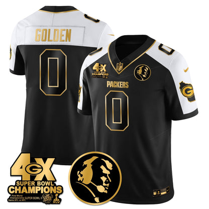 GB 4-Time Champions Vapor Limited Gold Jersey - John Madden Patch - All Stitched-DTD