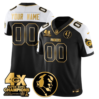 GB 4-Time Champions Vapor Limited Gold Jersey - John Madden Patch - All Stitched-DTD