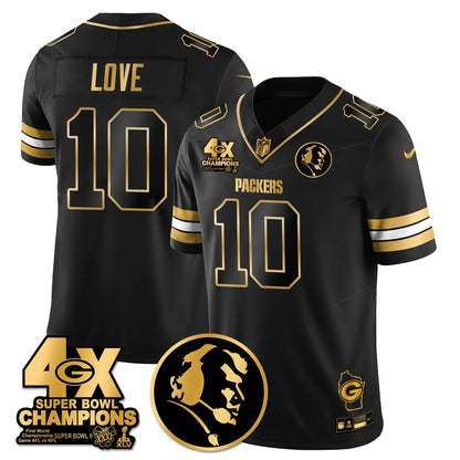 GB 4-Time Champions Vapor Limited Gold Jersey - John Madden Patch - All Stitched-DTD