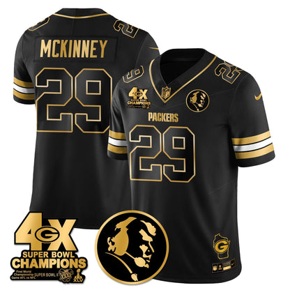 GB 4-Time Champions Vapor Limited Gold Jersey - John Madden Patch - All Stitched-DTD