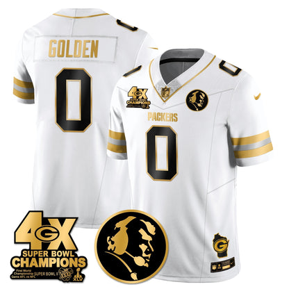 GB 4-Time Champions Vapor Limited Gold Jersey - John Madden Patch - All Stitched-DTD