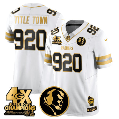 GB 4-Time Champions Vapor Limited Gold Jersey - John Madden Patch - All Stitched-DTD