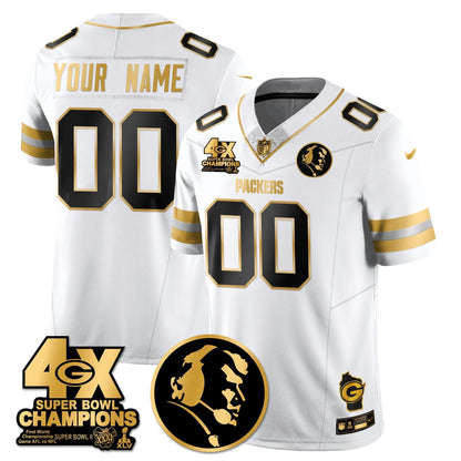 GB 4-Time Champions Vapor Limited Gold Custom Jersey - John Madden Patch - All Stitched-DTD