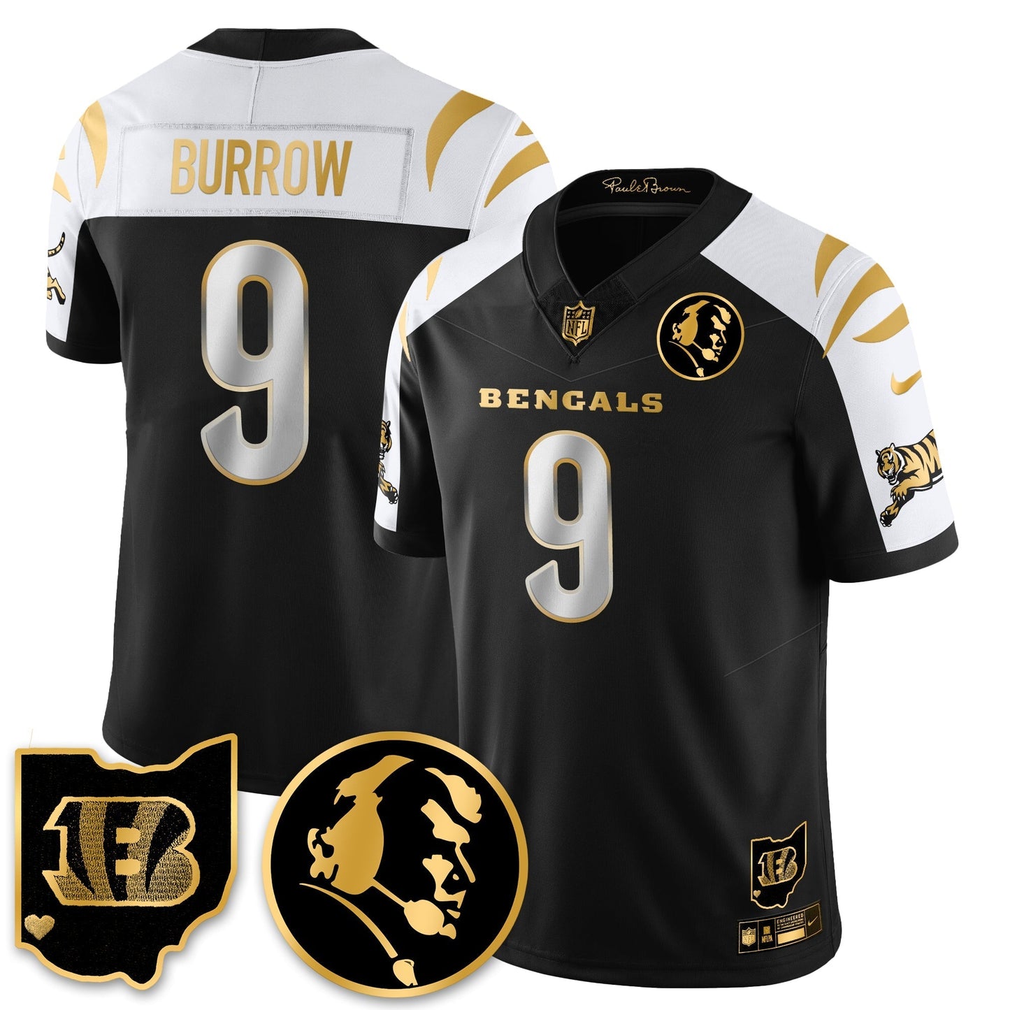 CIN Vapor Limited Gold Jersey - John Madden Patch - All Stitched-DTD