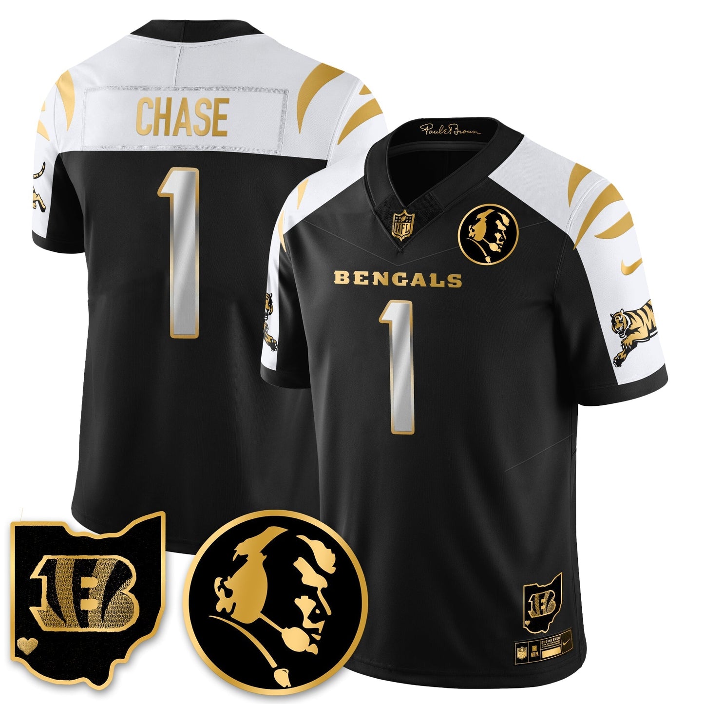 CIN Vapor Limited Gold Jersey - John Madden Patch - All Stitched-DTD