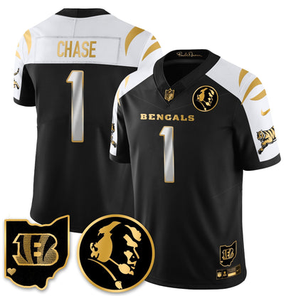 CIN Vapor Limited Gold Jersey - John Madden Patch - All Stitched-DTD
