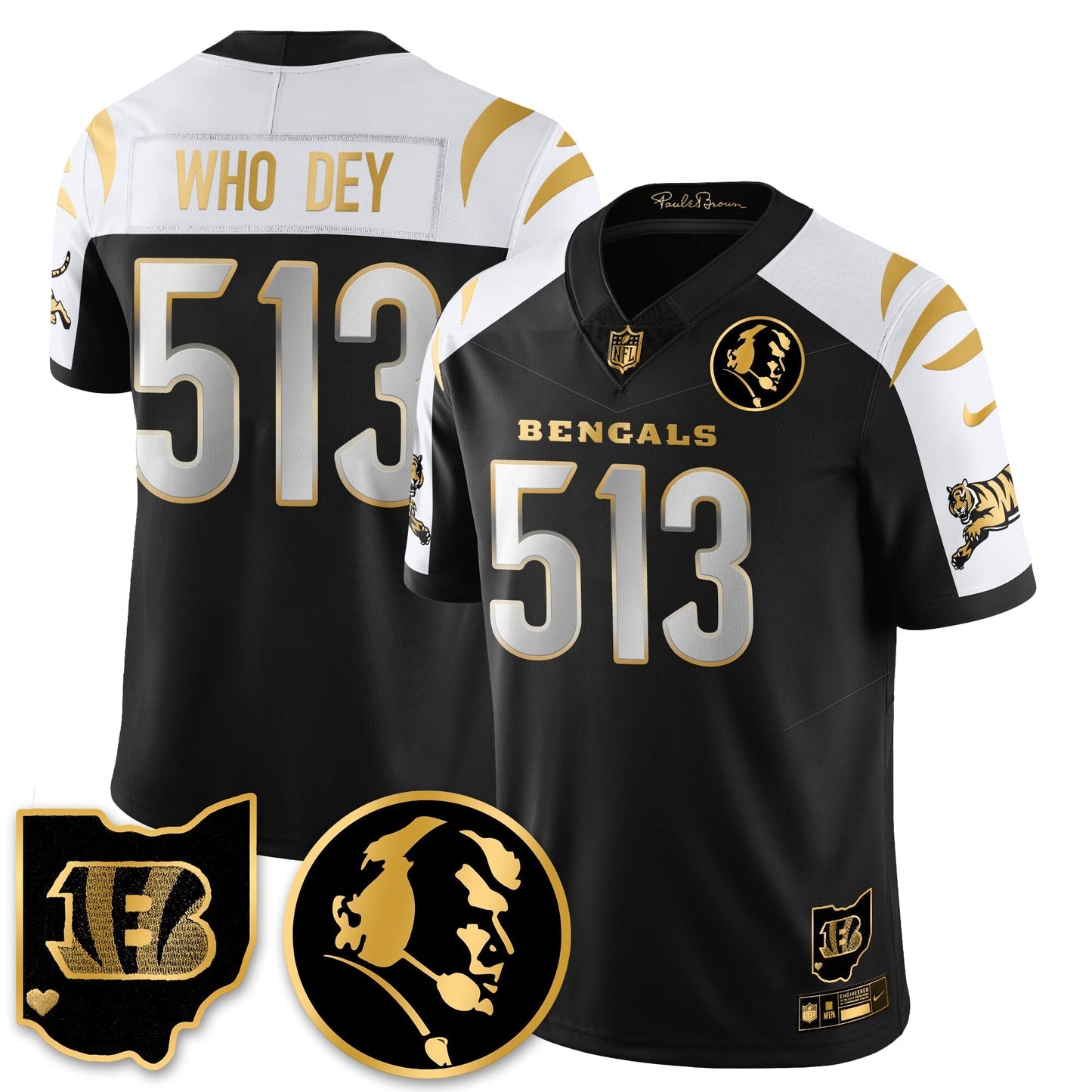 CIN Vapor Limited Gold Jersey - John Madden Patch - All Stitched-DTD