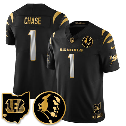 CIN Vapor Limited Gold Jersey - John Madden Patch - All Stitched-DTD