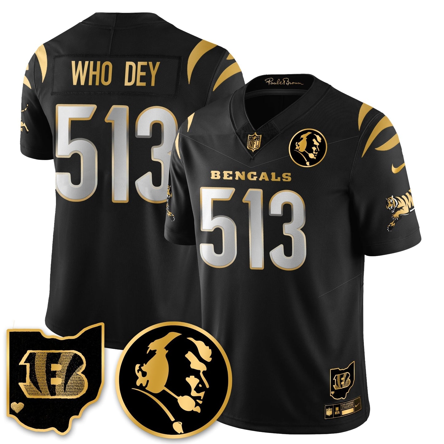 CIN Vapor Limited Gold Jersey - John Madden Patch - All Stitched-DTD