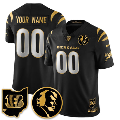 CIN Vapor Limited Gold Custom Jersey - John Madden Patch - All Stitched-DTD