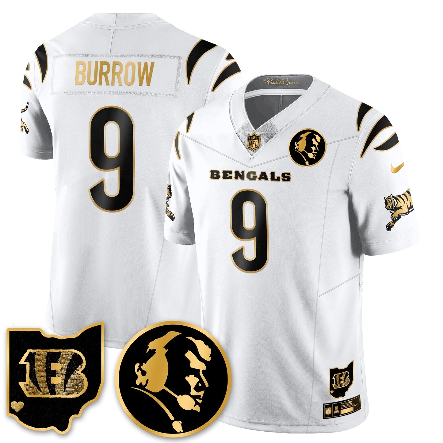 CIN Vapor Limited Gold Jersey - John Madden Patch - All Stitched-DTD