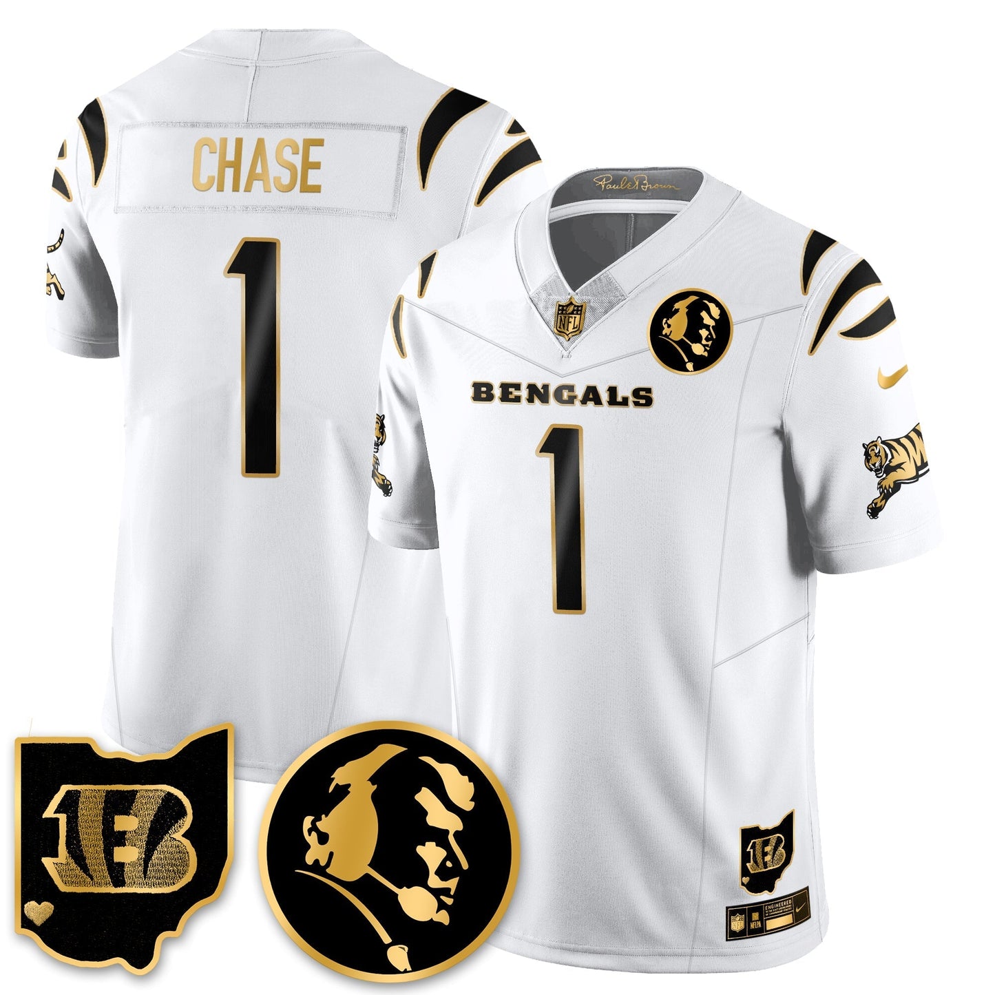 CIN Vapor Limited Gold Jersey - John Madden Patch - All Stitched-DTD