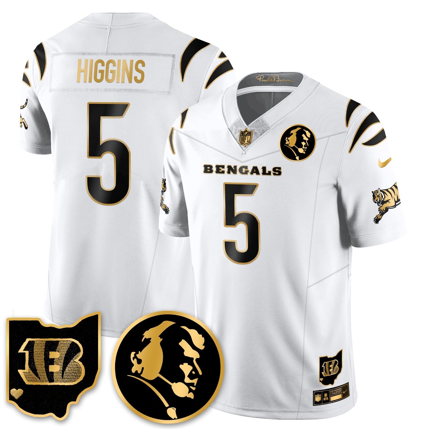 CIN Vapor Limited Gold Jersey - John Madden Patch - All Stitched-DTD