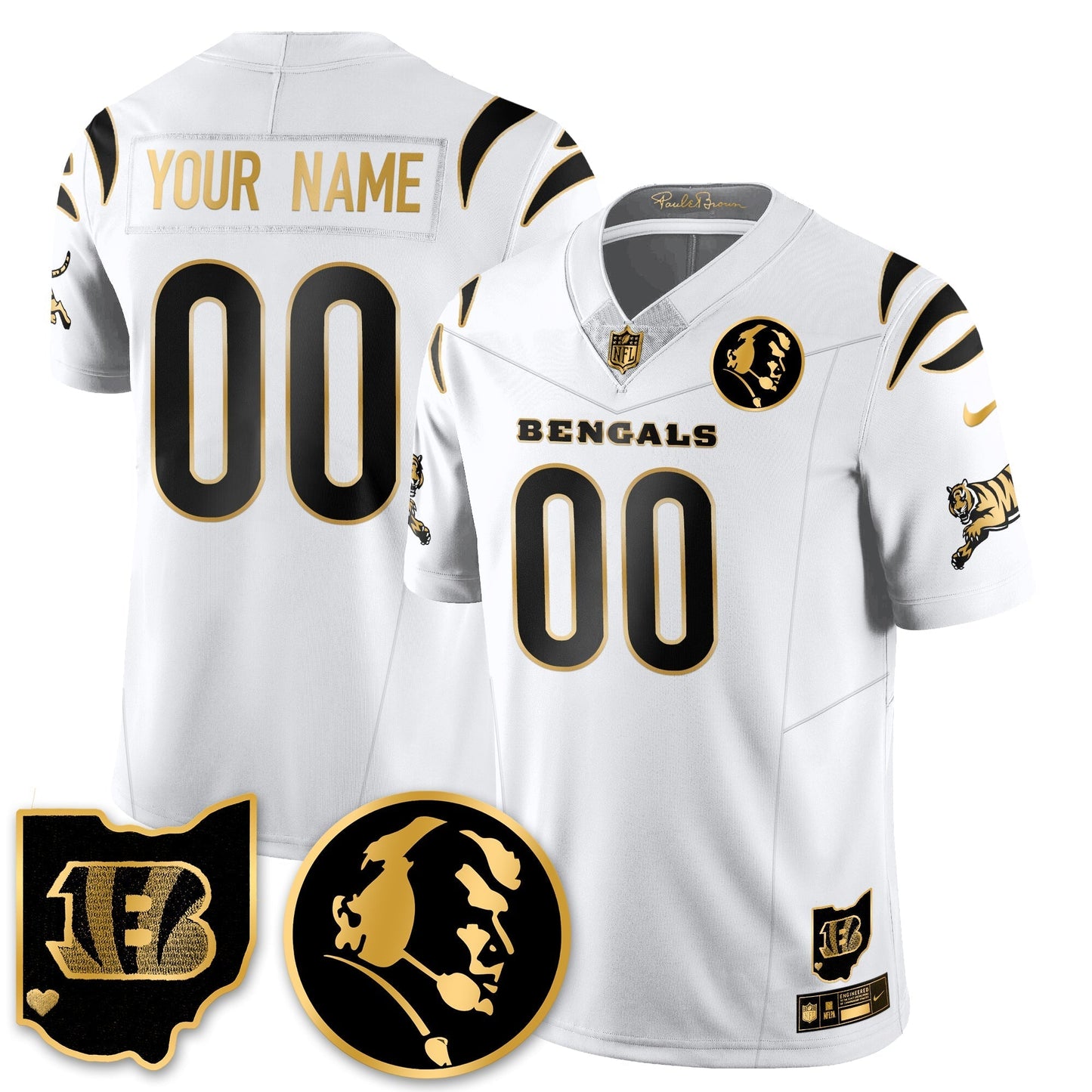 CIN Vapor Limited Gold Custom Jersey - John Madden Patch - All Stitched-DTD