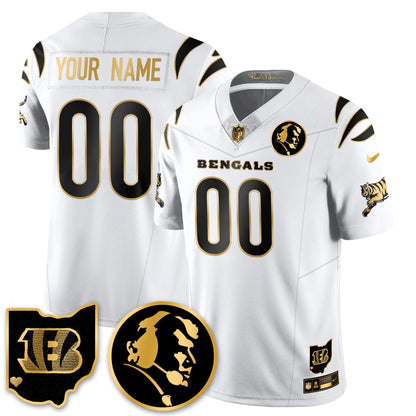 CIN Vapor Limited Gold Custom Jersey - John Madden Patch - All Stitched-DTD