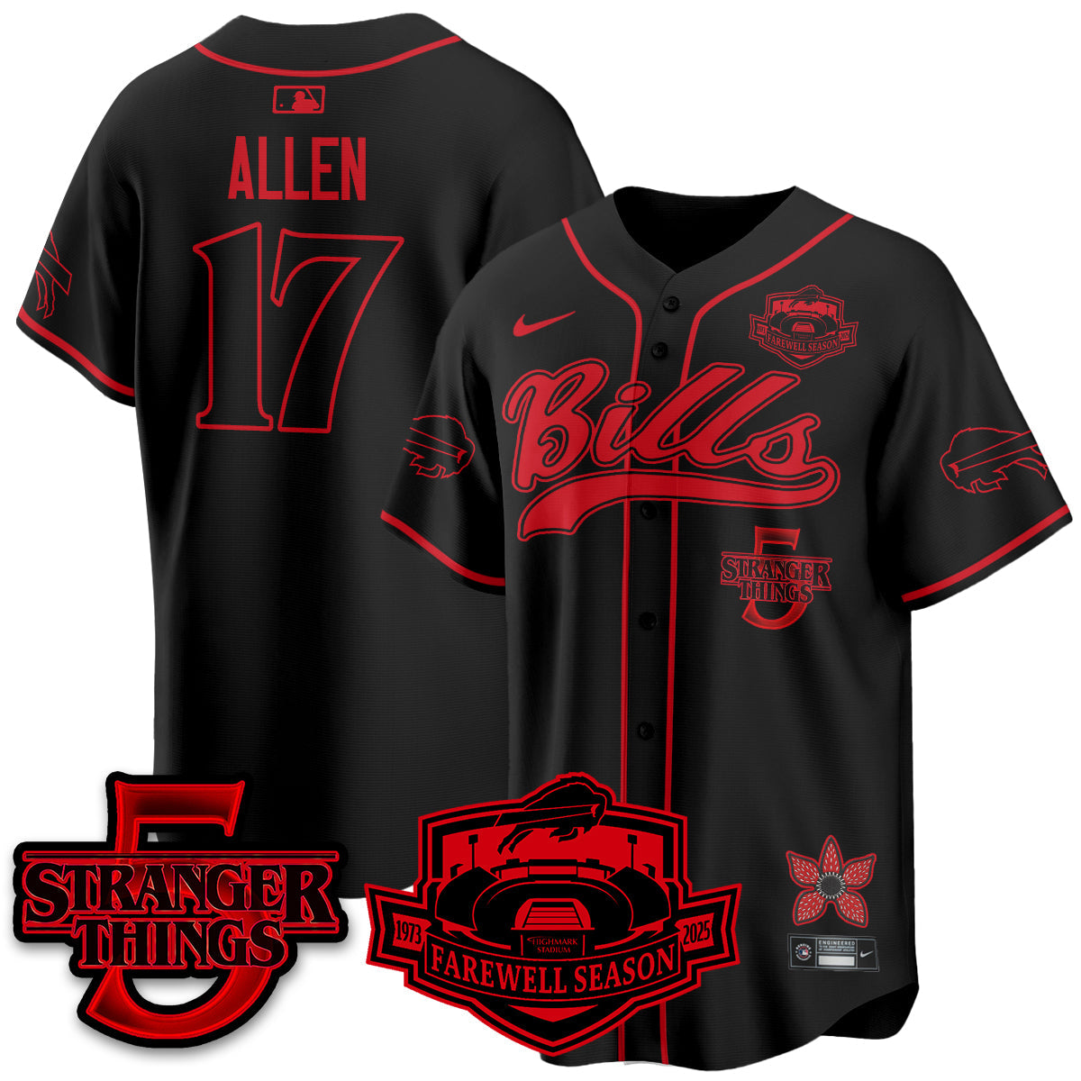BUF Stranger Things Vapor Limited Baseball Jersey - All Stitched-DTD