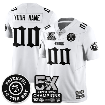 SF 5-Time Champions Gothic Vapor Limited Custom Jersey - All Stitched-DTD