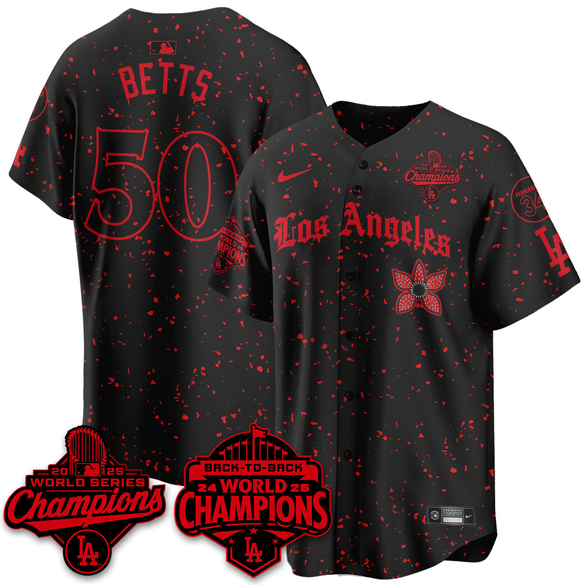 LAD 2025 World Series Champions x Stranger Things Vapor Premier Jersey - All Stitched-DTD