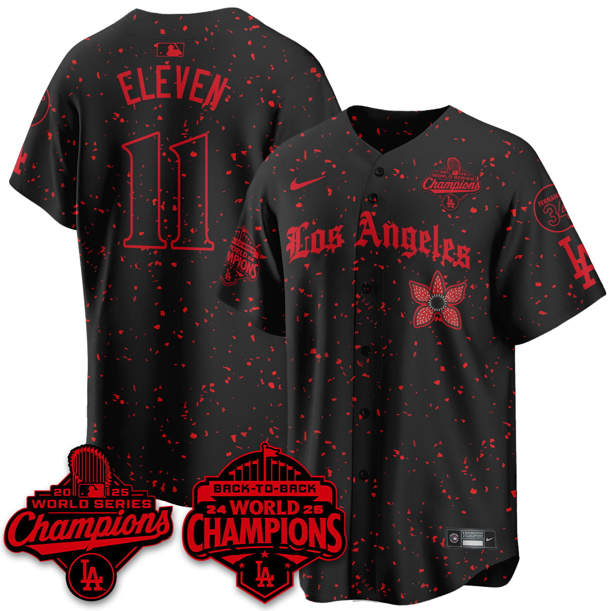 LAD 2025 World Series Champions x Stranger Things Vapor Premier Jersey - All Stitched-DTD
