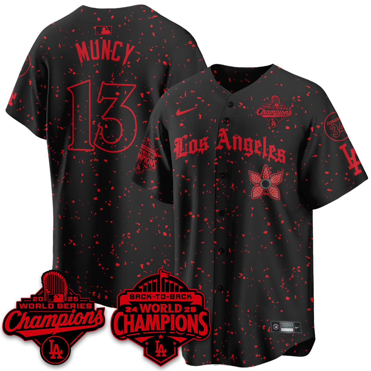 LAD 2025 World Series Champions x Stranger Things Vapor Premier Jersey - All Stitched-DTD