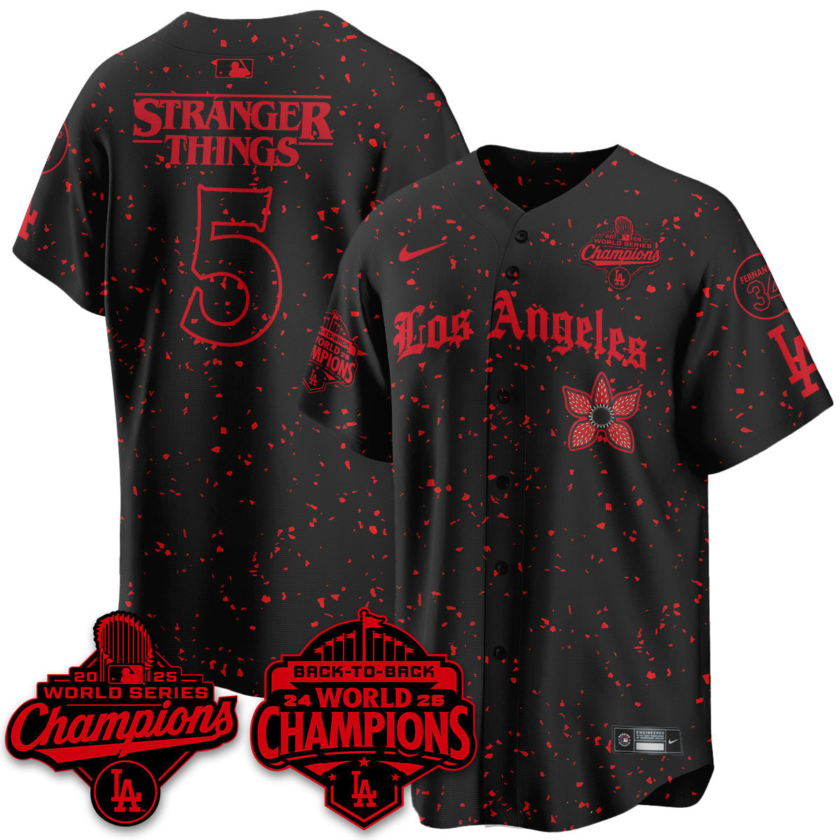 LAD 2025 World Series Champions x Stranger Things Vapor Premier Jersey - All Stitched-DTD