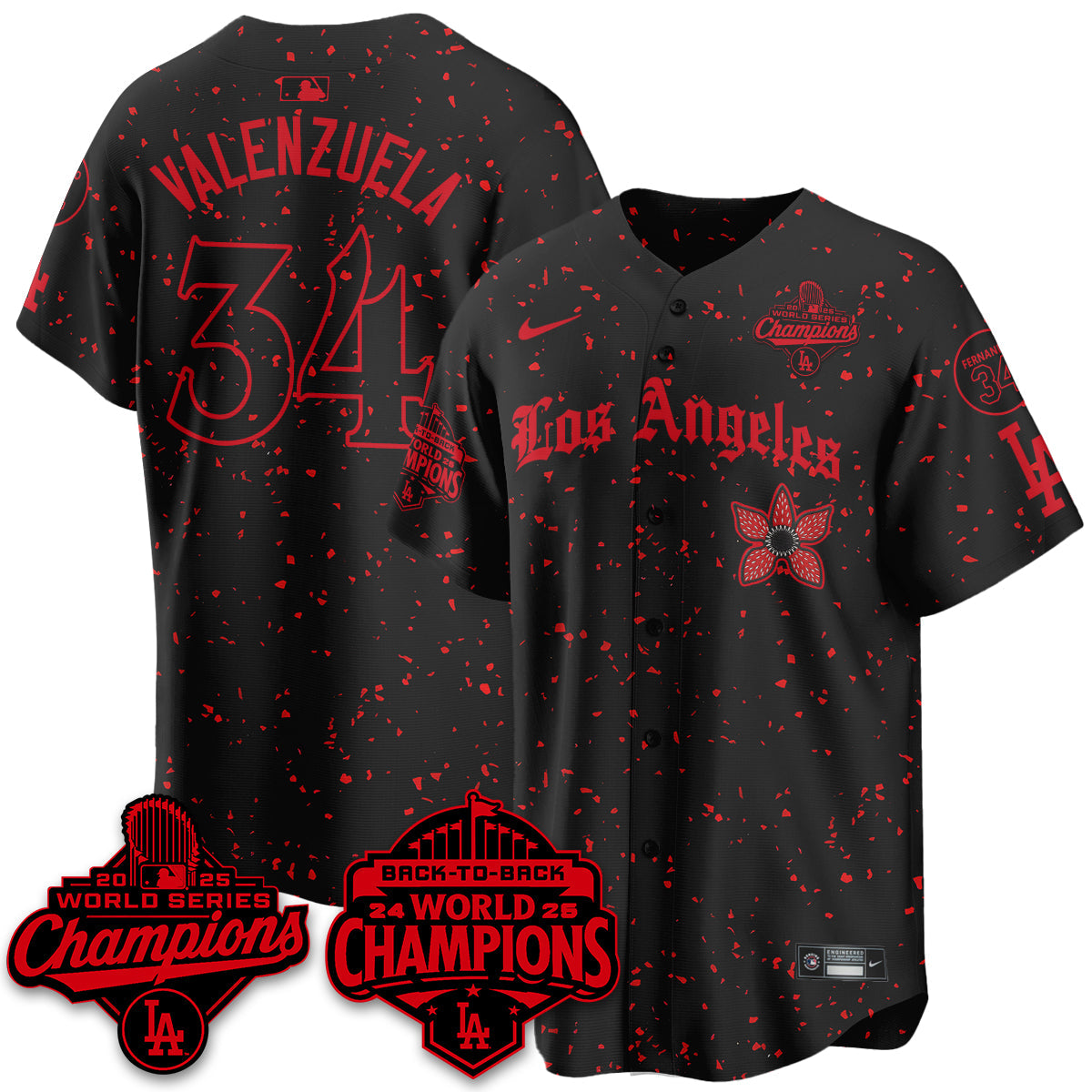 LAD 2025 World Series Champions x Stranger Things Vapor Premier Jersey - All Stitched-DTD