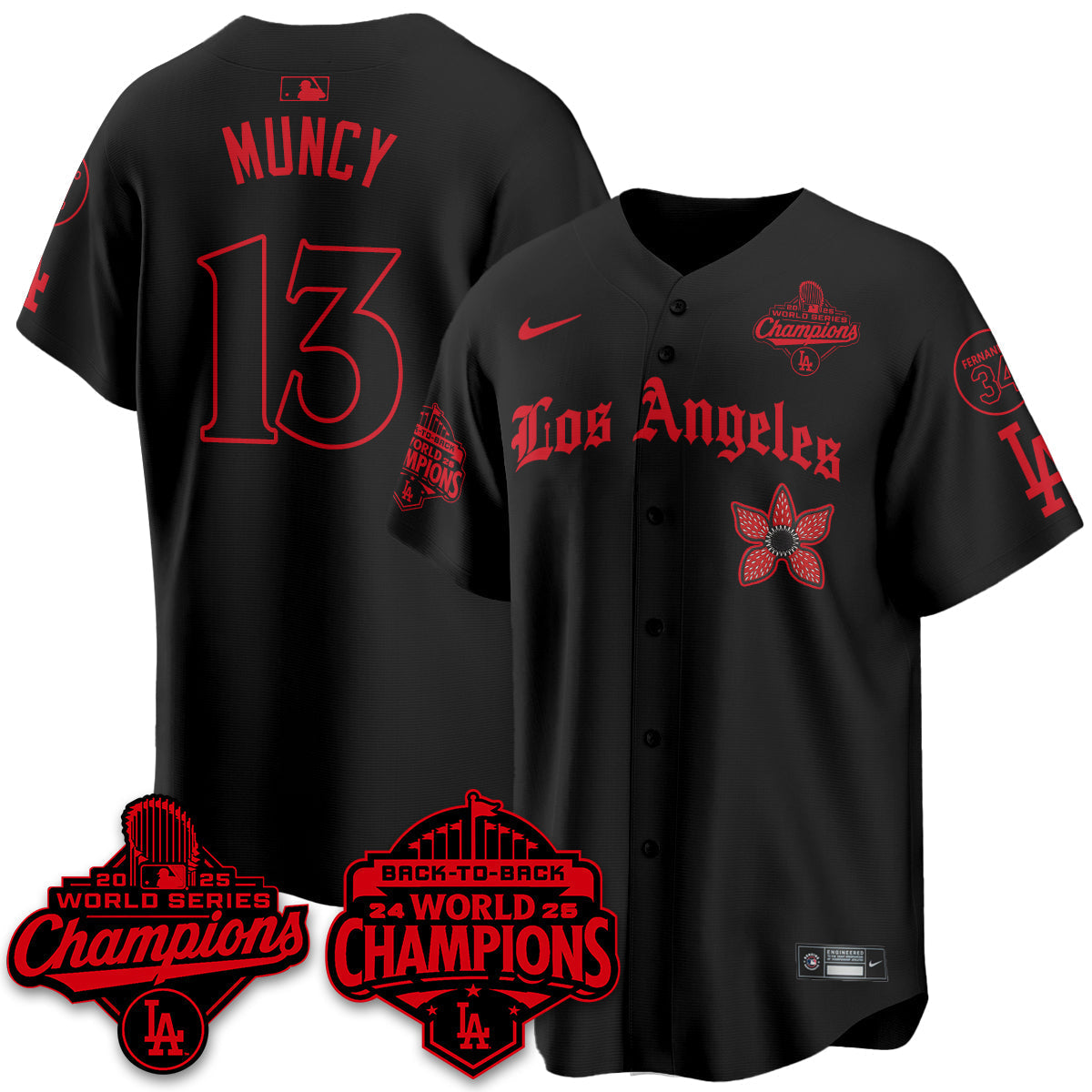 LAD 2025 World Series Champions x Stranger Things Vapor Premier Jersey - All Stitched-DTD
