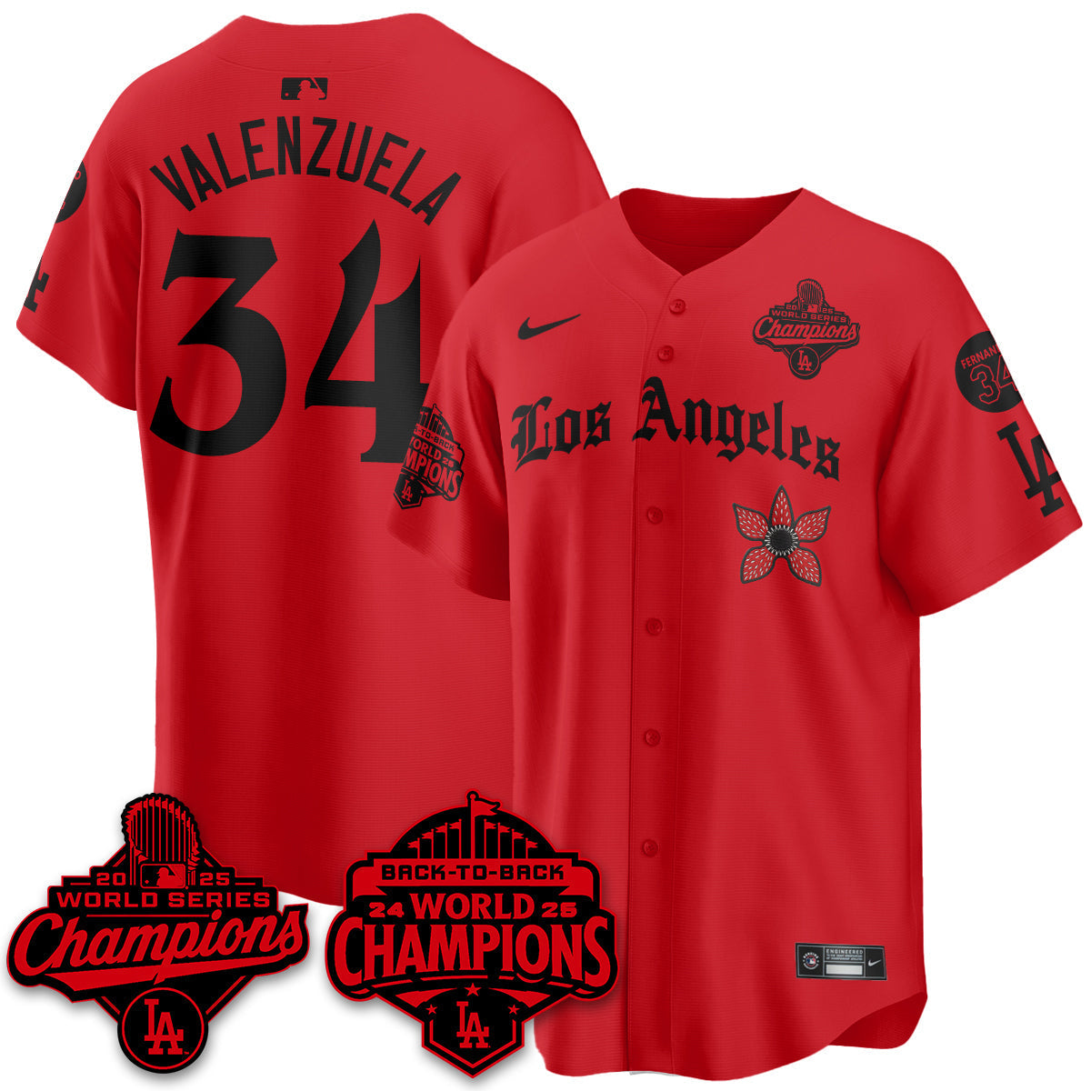 LAD 2025 World Series Champions x Stranger Things Vapor Premier Jersey - All Stitched-DTD