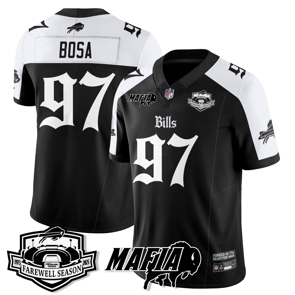 BUF Mafia Gothic Vapor Limited Jersey - Farewell Highmark Patch - All Stitched-DTD