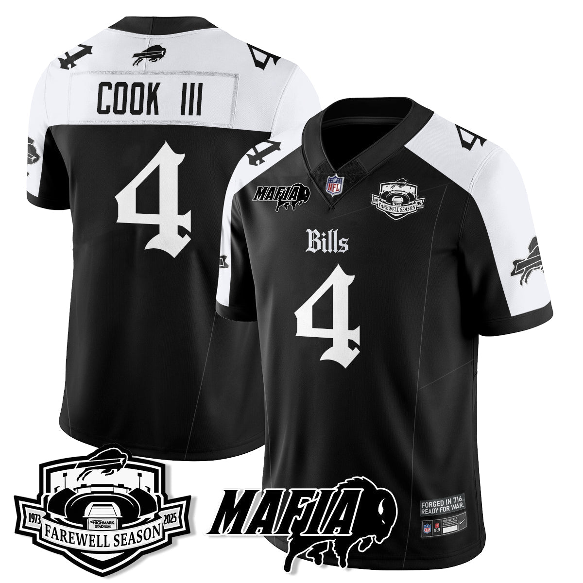 BUF Mafia Gothic Vapor Limited Jersey - Farewell Highmark Patch - All Stitched-DTD