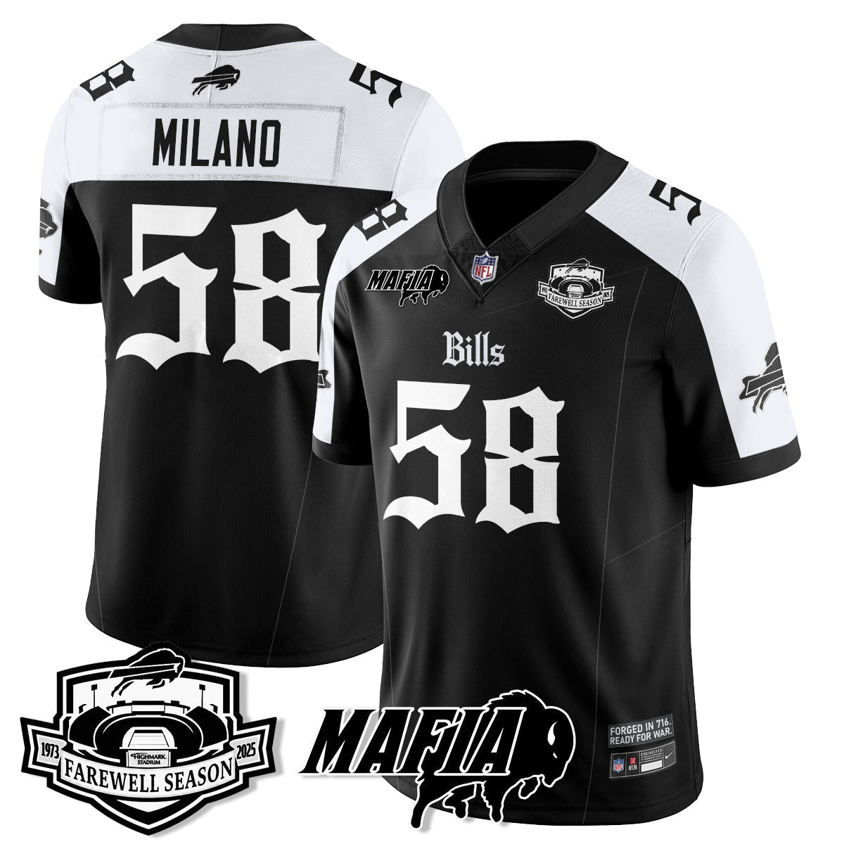 BUF Mafia Gothic Vapor Limited Jersey - Farewell Highmark Patch - All Stitched-DTD
