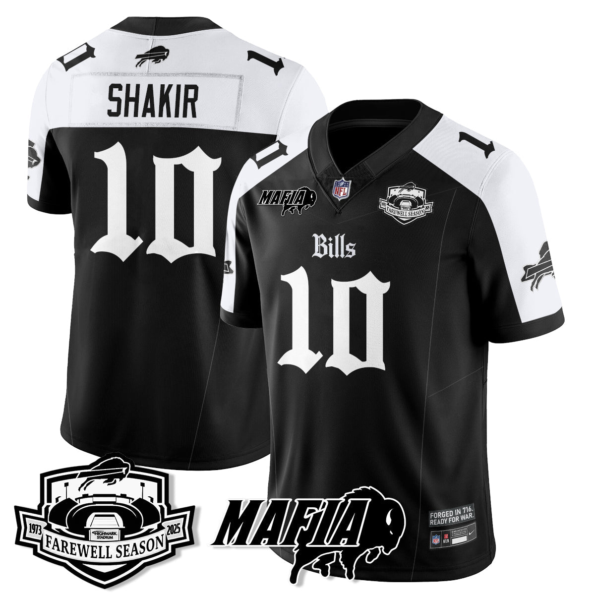 BUF Mafia Gothic Vapor Limited Jersey - Farewell Highmark Patch - All Stitched-DTD