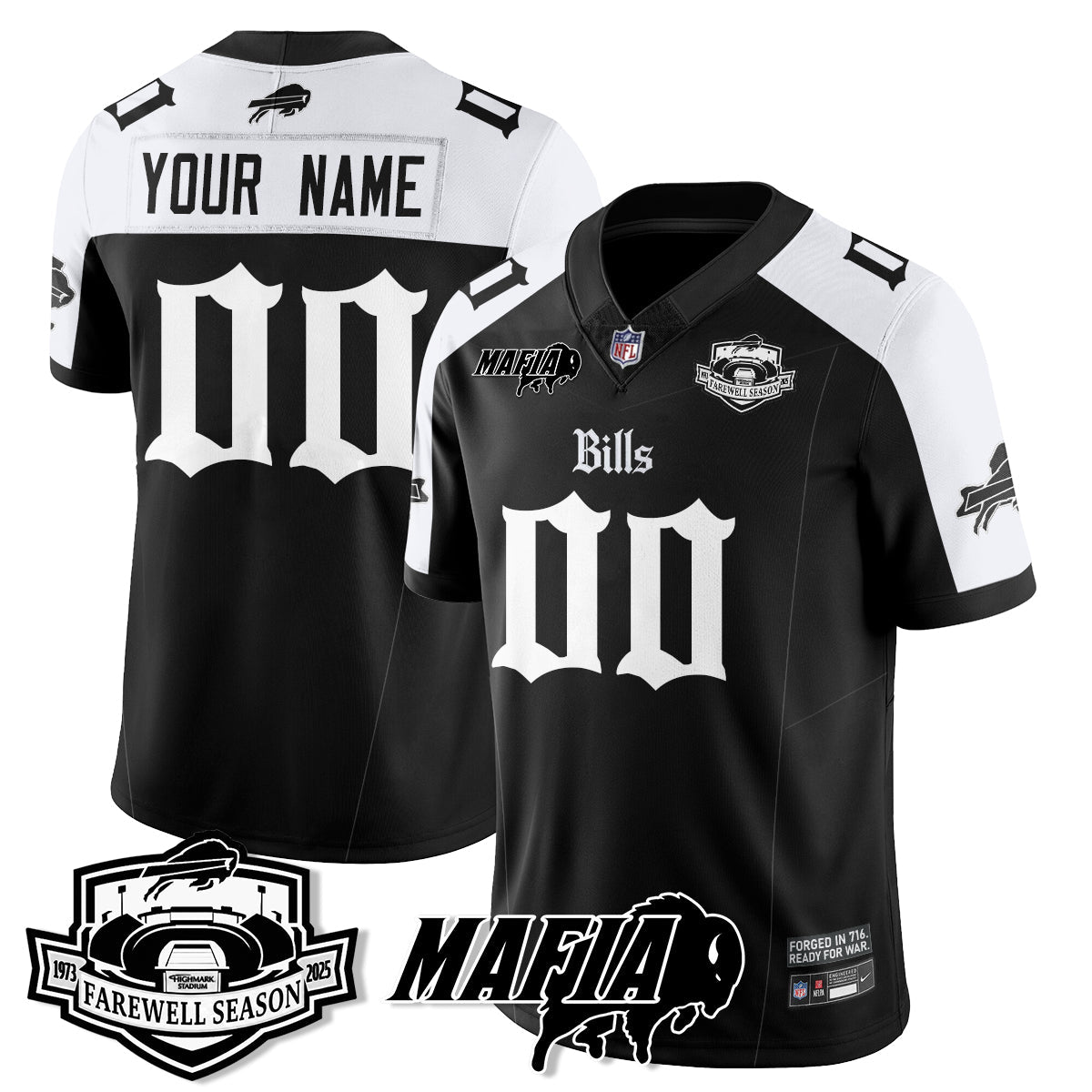 BUF Mafia Gothic Vapor Limited Jersey - Farewell Highmark Patch - All Stitched-DTD
