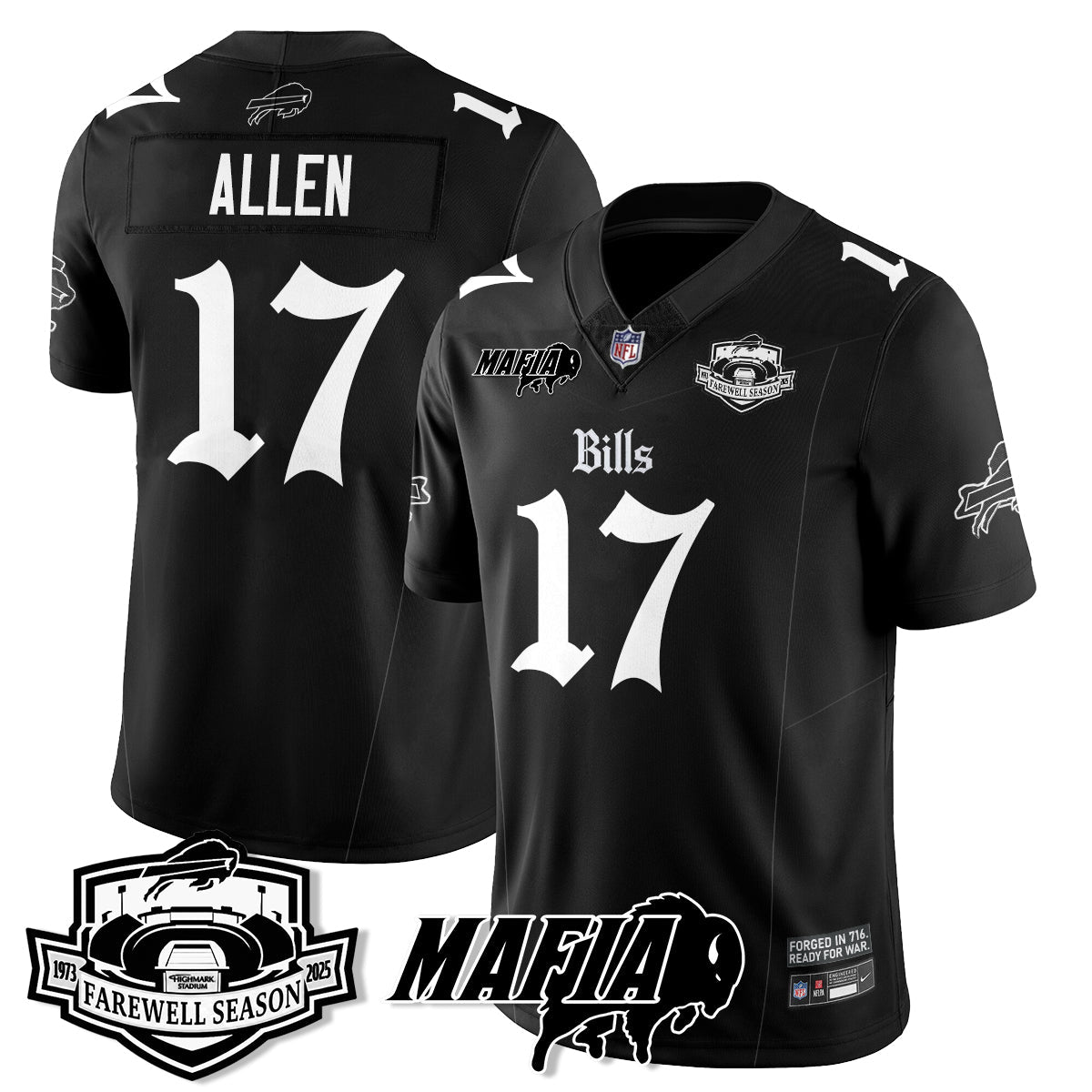 BUF Mafia Gothic Vapor Limited Jersey - Farewell Highmark Patch - All Stitched-DTD