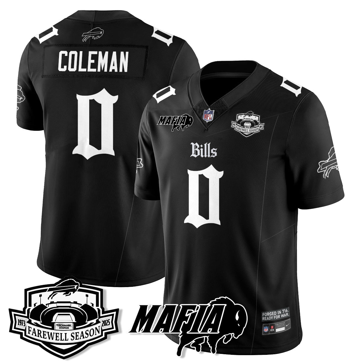 BUF Mafia Gothic Vapor Limited Jersey - Farewell Highmark Patch - All Stitched-DTD