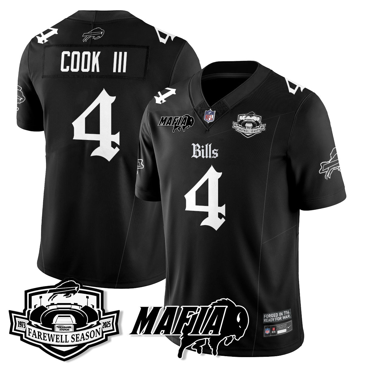 BUF Mafia Gothic Vapor Limited Jersey - Farewell Highmark Patch - All Stitched-DTD