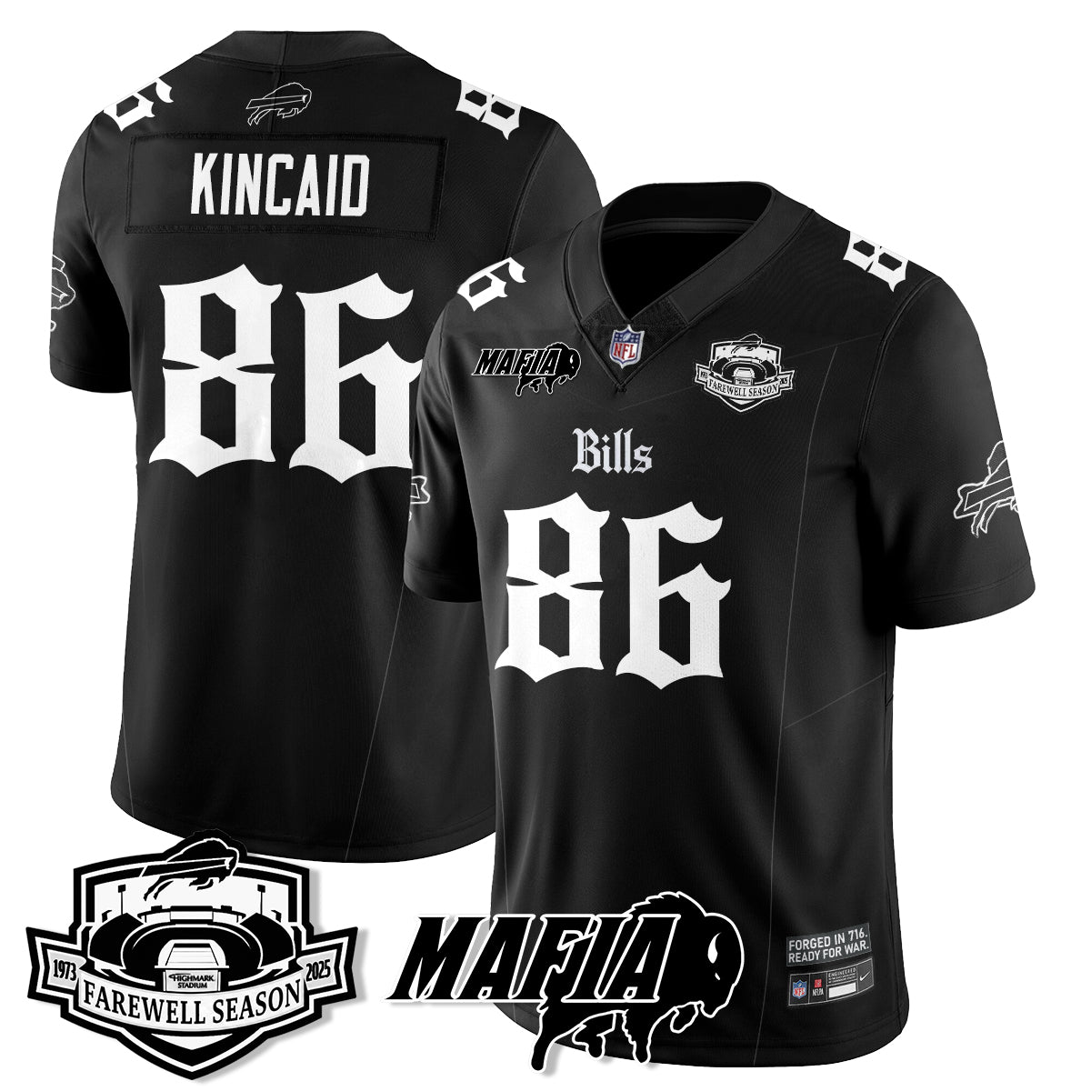 BUF Mafia Gothic Vapor Limited Jersey - Farewell Highmark Patch - All Stitched-DTD
