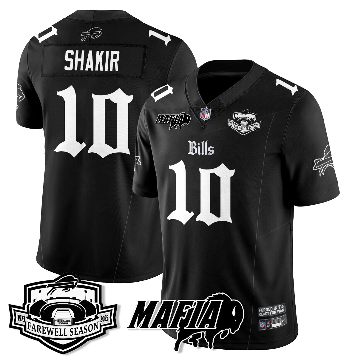 BUF Mafia Gothic Vapor Limited Jersey - Farewell Highmark Patch - All Stitched-DTD