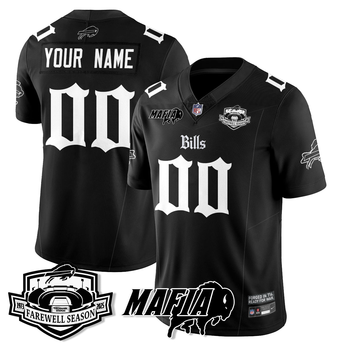 BUF Mafia Gothic Vapor Limited Jersey - Farewell Highmark Patch - All Stitched-DTD