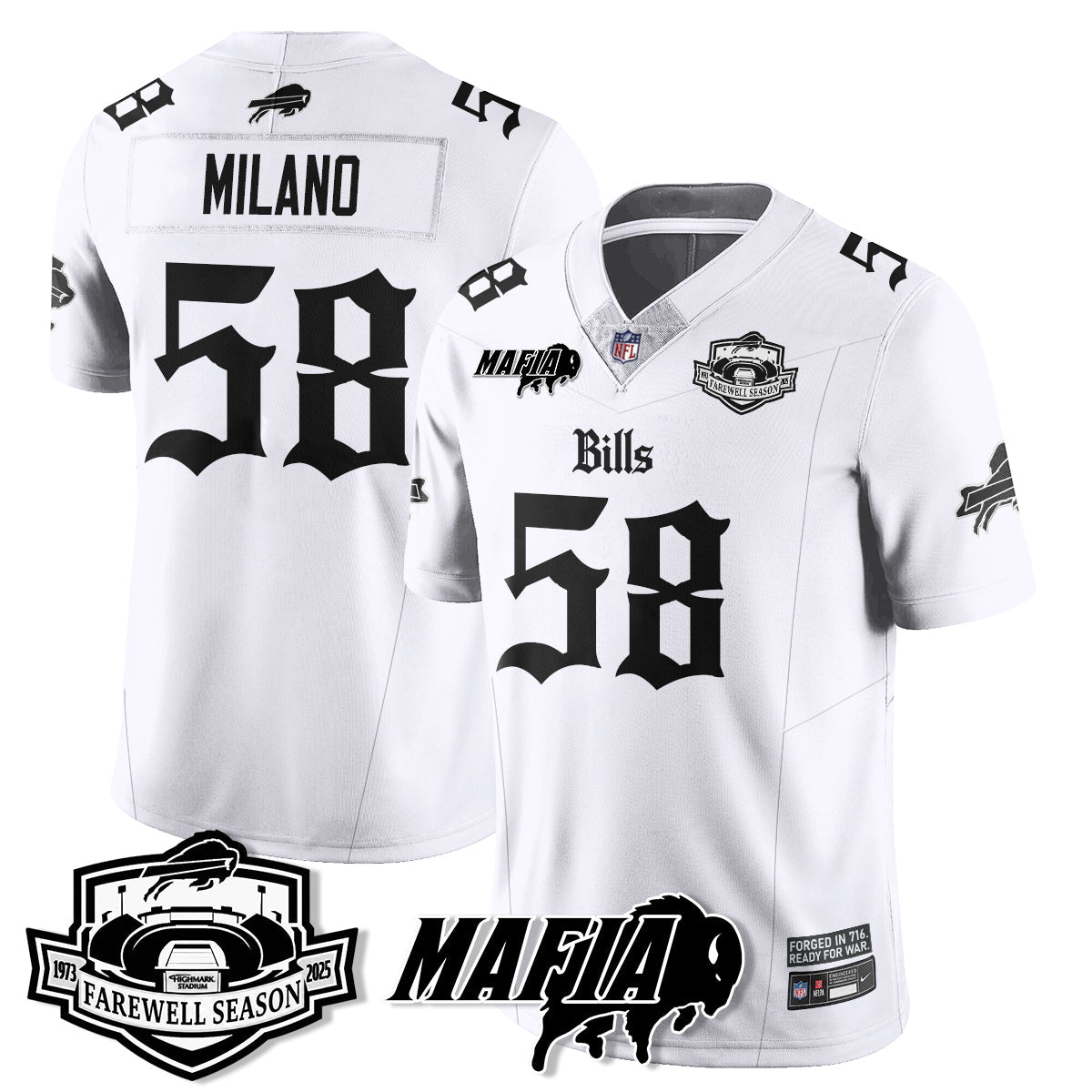 BUF Mafia Gothic Vapor Limited Jersey - Farewell Highmark Patch - All Stitched-DTD