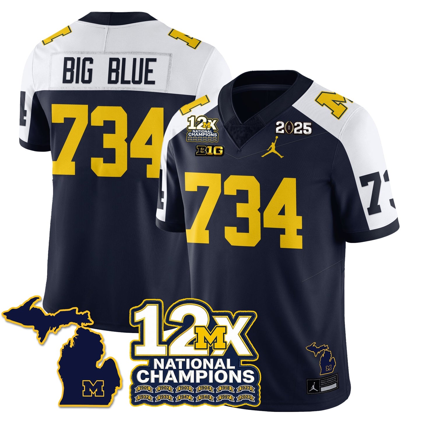 MICH 12x-Time National Champions Vapor Limited Football Jersey - All Stitched-DTD
