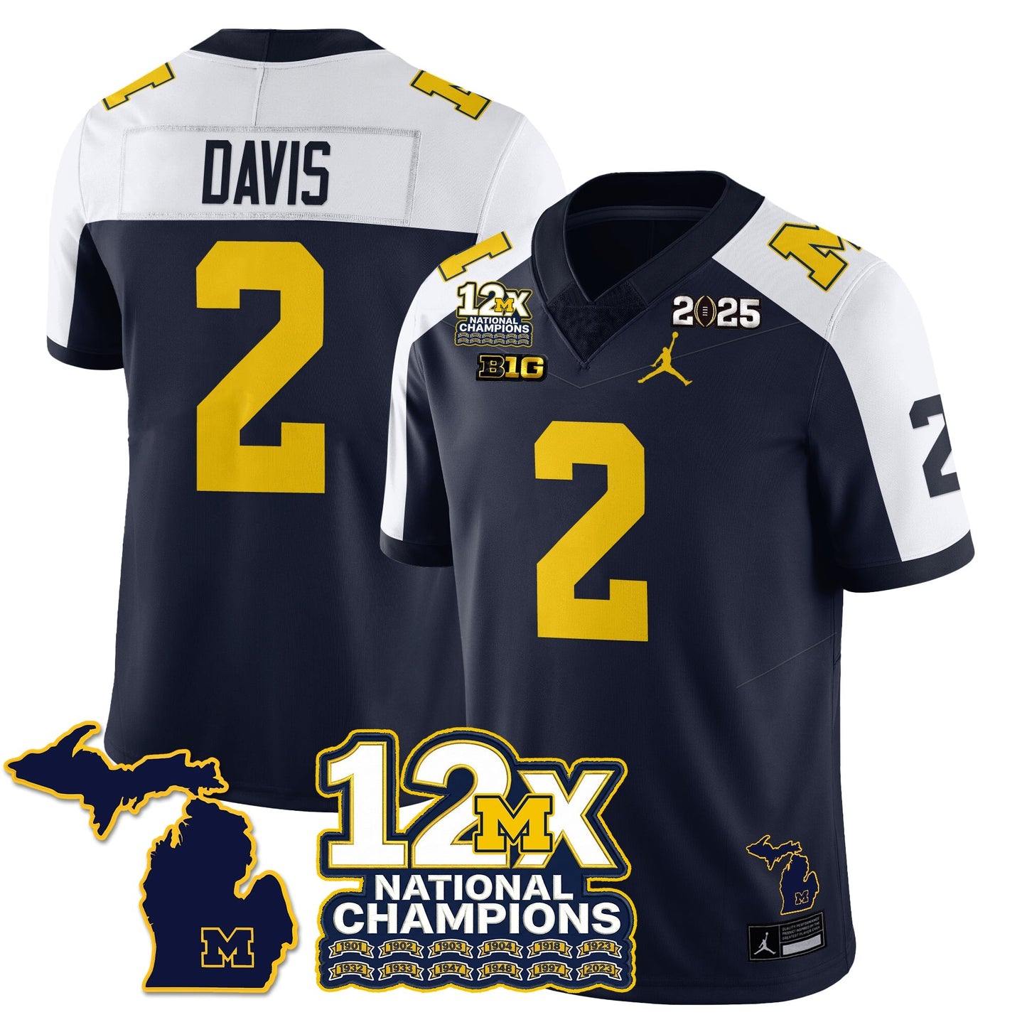 MICH 12x-Time National Champions Vapor Limited Football Jersey - All Stitched-DTD