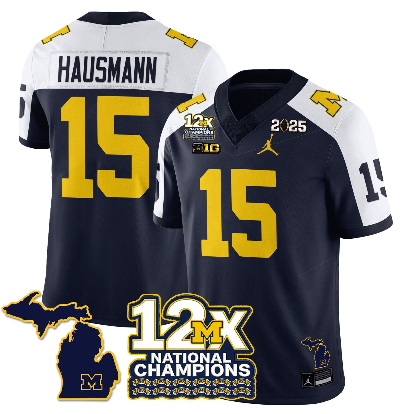 MICH 12x-Time National Champions Vapor Limited Football Jersey - All Stitched-DTD